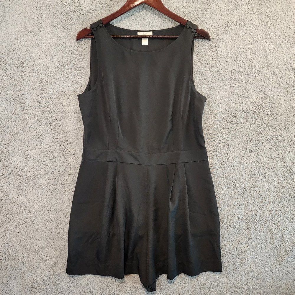 Ann Taylor LOFT Black Jumper Romper Side Zip Pockets Sleeveless Sz 12 Shorts